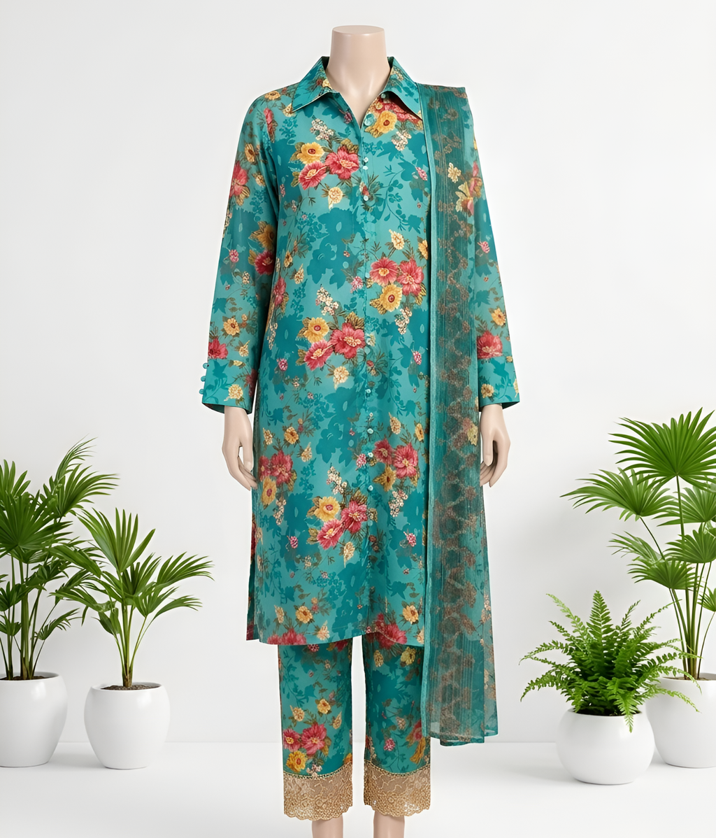 Mint Flora - 3 Piece Suit