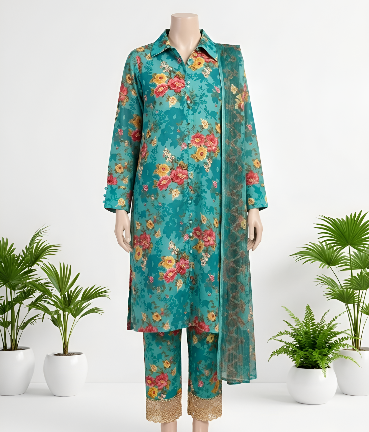 Mint Flora - 3 Piece Suit
