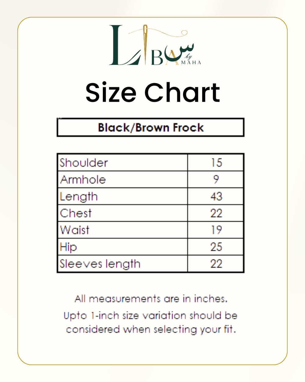 Midnight Bloom Frock Size Guide