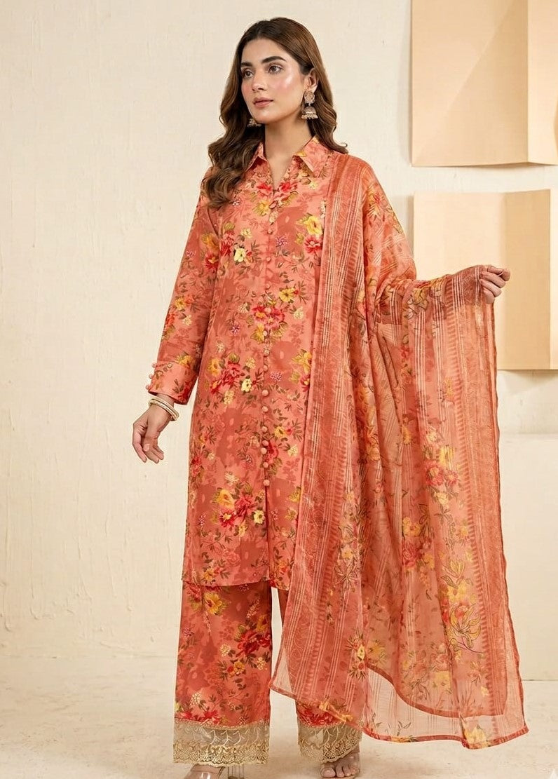 Peach Flora 3 Piece